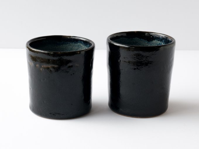 Black cups set of two